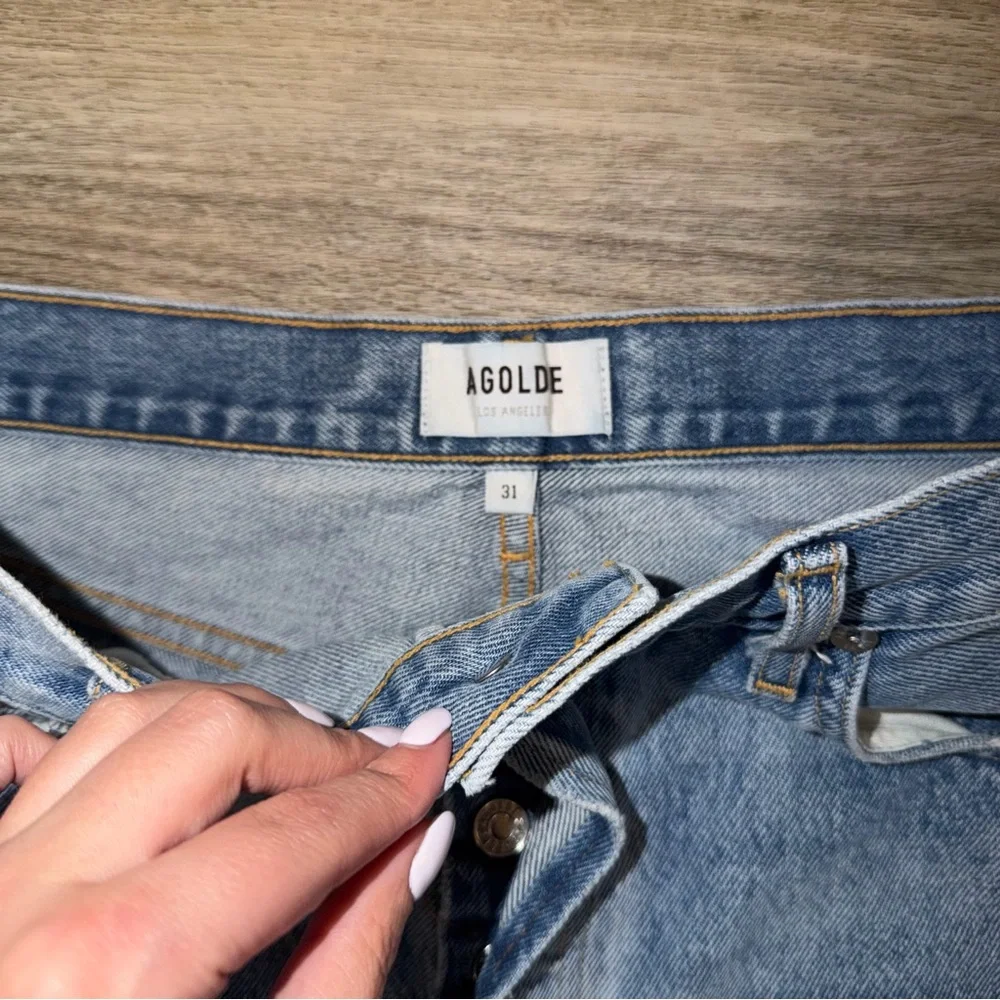 AGOLDE 90's Jean Distressed High Rise Straight Leg Blue Denim Size 31‎ A069C-811